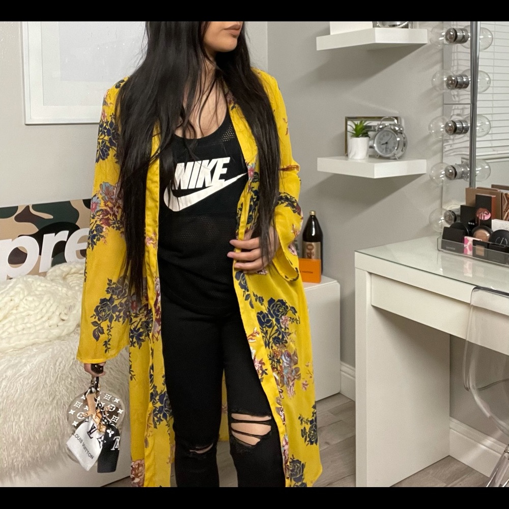 Jorja Floral Kimono coverup yellow size medium